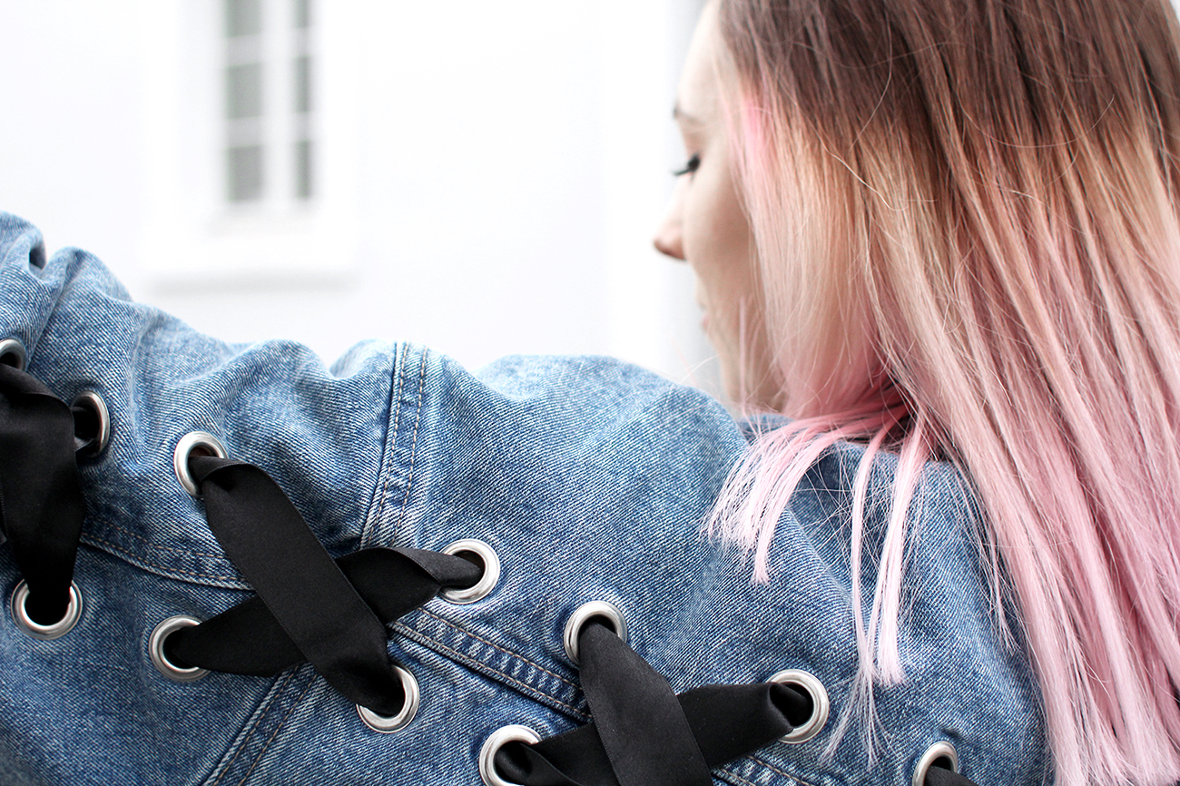 veste jean lacets bershka