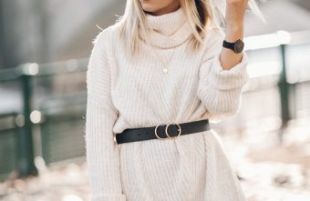 tenue blanche manteau moumoute robe pull